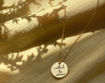 Collar de oro "Llamado a servir", regalo de llamamiento misional, joyería cristiana SUD, regalo de anuncio misional para ella, Santos de los Últimos Días
