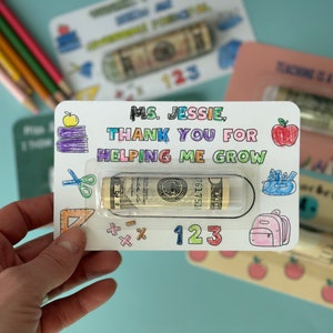 Presentes de agradecimento para professores de colorir, porta-dinheiro, porta-cartões de dinheiro, presente personalizado para a semana de agradecimento aos professores, presente de fim de ano escolar