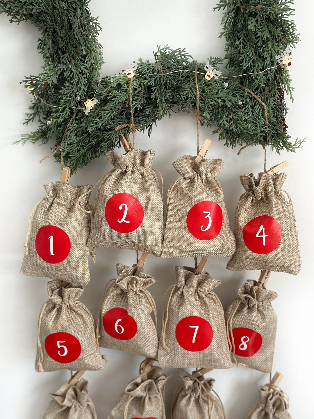 Advent Calendar Kit 24 Bags Cord and Clothespins Advent Calendar Bag ...