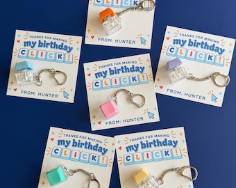 Keyboard Clicker Fidget Toy Birthday Party Favor with Personalized Card, Kids Goodie Bag Filler