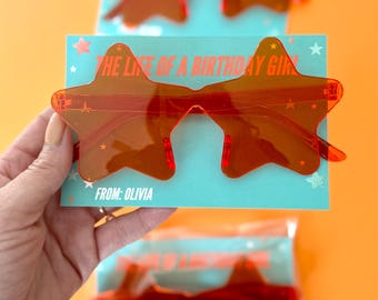 The Life of a Birthday Girl card Sunglasses Favor Personalized Girls Party trendy Birthday