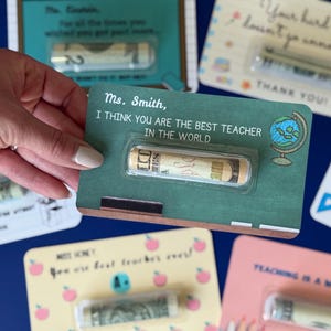 Presente personalizado para a semana de agradecimento aos professores, porta-dinheiro para professores, porta-cartões de dinheiro fofos, cartão-presente para o fim das aulas
