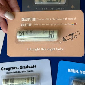 Presente engraçado para formandos do ensino médio, presente para formandos do ensino médio, dinheiro para formatura, dinheiro para o fim da escola