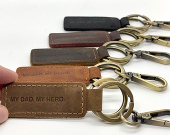 Dad Grandpa Keychain Gift Leather Fathers Day Gift for Daddy from kids