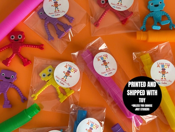 Class Valentines favors Robot or aliens w/ Stickers |  Party Favor Classroom Gift |Non-Sugar ready to be gifted Valentines for Prek Toddler