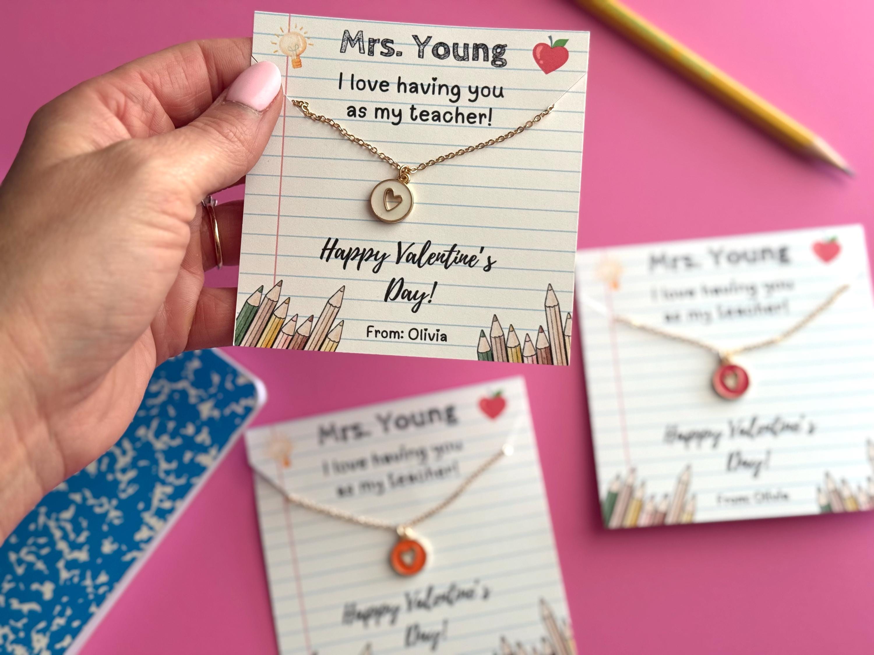 Valentine gift for teacher Necklace Valentines day for school gift teacher appreciation gift