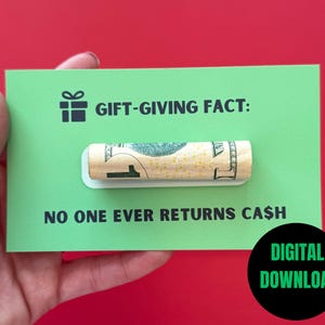 Funny Gift Giving Fact Digital Money Card gift |  teens gifts boys Cash Holder Dome for boys| Funny Christmas Present for Teenager Printable
