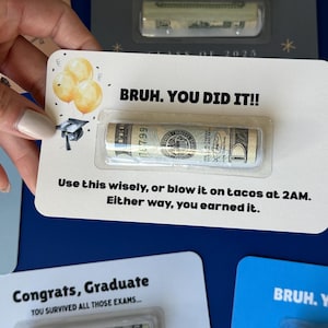 Cadeau drôle de porte-monnaie Bruh de remise des diplômes pour les diplômés de la 6e année du secondaire Cadeaux en argent pour les diplômés en fin d'études