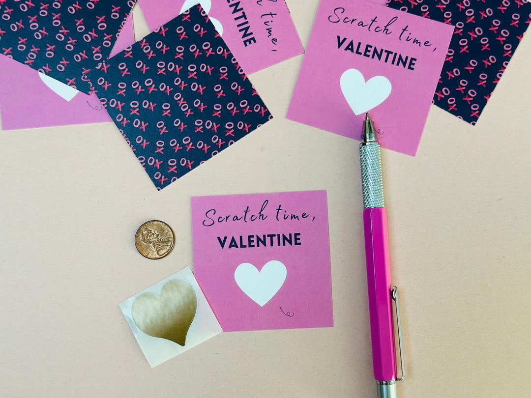 DIY Valentine Classroom Gift Scratch Heart Card, Party Favor, Nonsugar