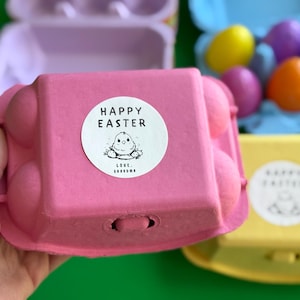 Caixa de ovos de Páscoa com adesivo personalizado, ficha de recompensa para crianças | Cesta de Páscoa, presente para netos, presente de Páscoa, enchimentos de ovos, atividade divertida de Páscoa