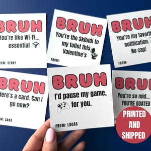 Cartes Bruh pour la Saint-Valentin, cartes BRUH pour adolescents, garçons et filles | Cadeaux scolaires de la Saint-Valentin pour le collège Jeu vidéo