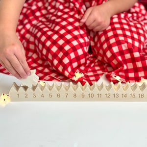 Wooden Advent Calendar Countdown to Christmas with star and Christmas tree