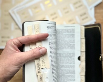Minimalist Bible and LDS Book of MormonTab Stickers Laminated Scriptures Tabs Christian Gift Gold Foil or Silver Foil