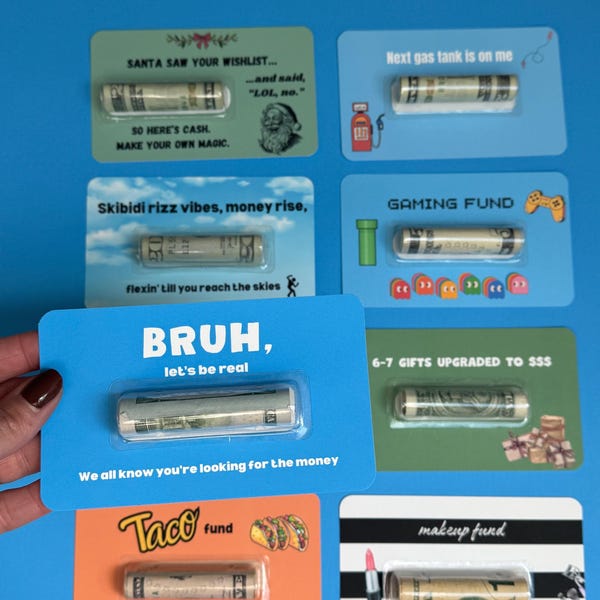 Funny Gift for teen boy Bruh Money Card gift |  teens gifts for boys Cash Holder Dome gift for 13th birthday for boys 14th birthday