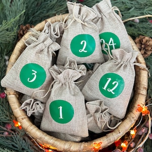 Advent Calendar Kit |24 Bags Cord and Clothespins | Advent Calendar Bag Countdown to Christmas | Reusable Advent Calendar for adults