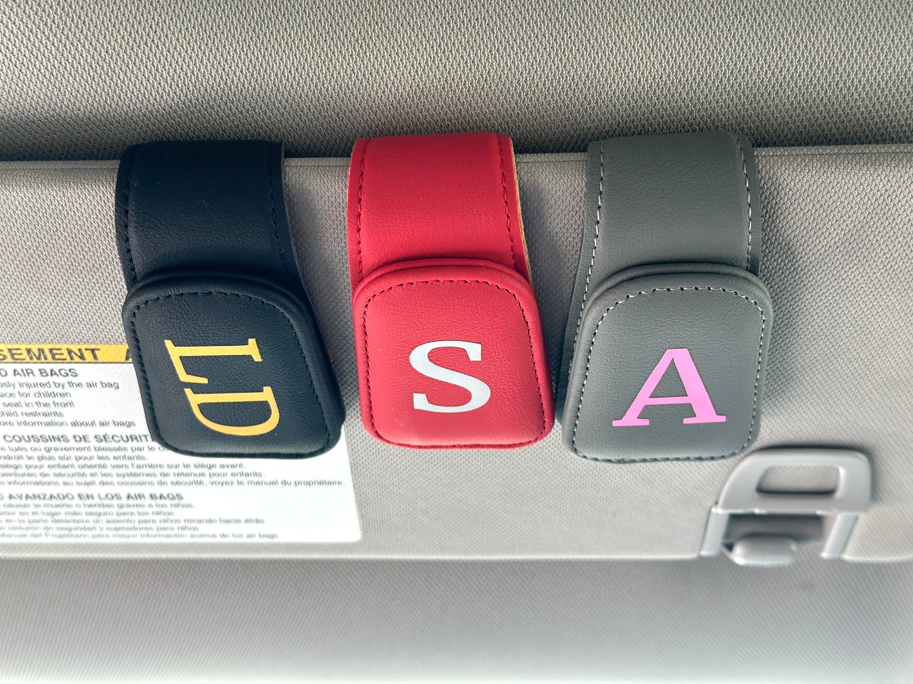 Sunglasses Holders For Car Sun Visor, Leather Eyeglasses Hanger Mounter Magnetic Glasses Holder Ticket Card Clip Auto Interior Accessories Universal Suv P