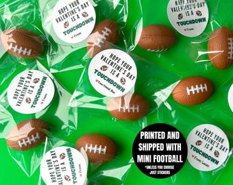 Football Valentine squishy class favors with personalized Stickers Classroom Gift Non-Sugar ready to be gifted Valentines for school sport