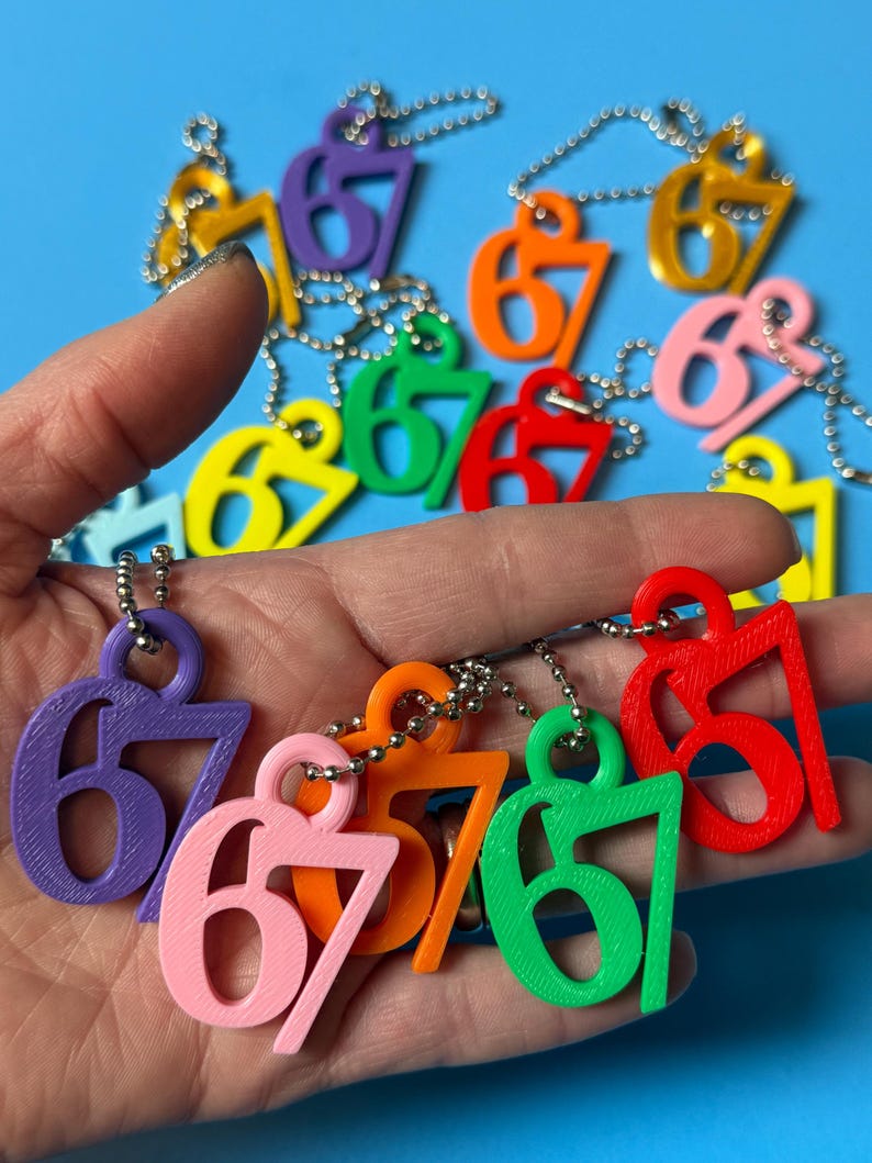 67 Funny Meme Keychain – 3D Printed Number Keychain, School Birthday ...