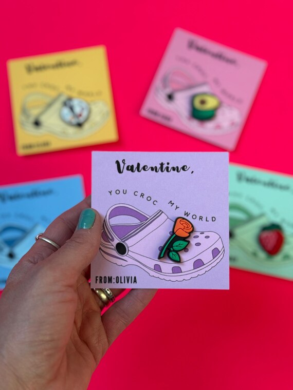 classroom Valentine favors you croc my world Classroom Valentine Croc Charm included School Valentine Handout for kids