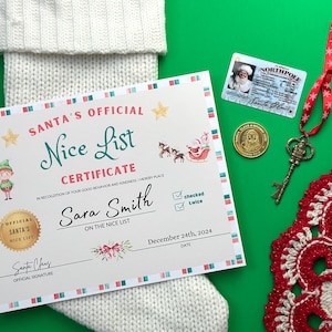 Santa Schöne Liste Zertifikat Weihnachtsset mit Santa's Führerschein Wishing Münze Santa's Magic Key