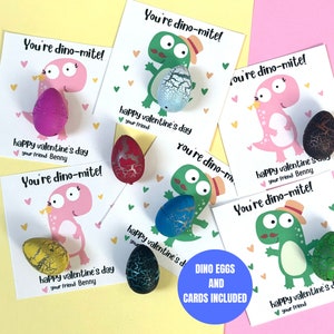 Regalo de dinosaurio para el aula de San Valentín/huevo de dinosaurio para eclosionar, recuerdo de clase preescolar para niños pequeños