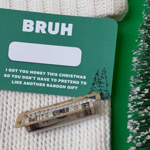 Adorno navideño, regalo divertido para adolescentes, tarjeta de dinero Bruh, regalo / tarjeta de dinero para adolescentes, regalos para niños, porta efectivo, 13.° cumpleaños para niños