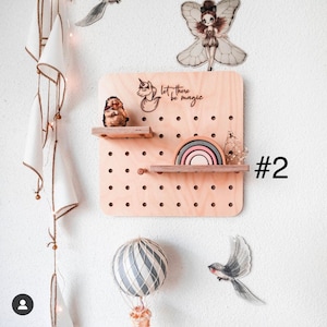 Unicorn square Wooden Pegboard  display board kids decor room wall organizer plywood interior design nursery wall plant
