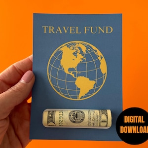 Cadeau geldkaart reisfonds | Digitale download Cadeau voor avontuurliefhebber Geldhouder Vakantie Budgetplanner reizen| Afdrukbaar cadeau voor reiziger