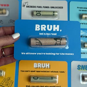 Cadeau amusant pour adolescent Bruh Money Card |  Cadeaux ados pour garçons Porte-monnaie cadeau dôme pour 13e anniversaire pour garçons 14e anniversaire