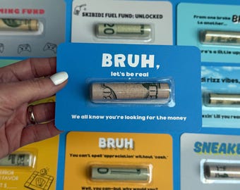 Funny Gift for teen boy Bruh Money Card gift |  teens gifts for boys Cash Holder Dome gift for 13th birthday for boys 14th birthday