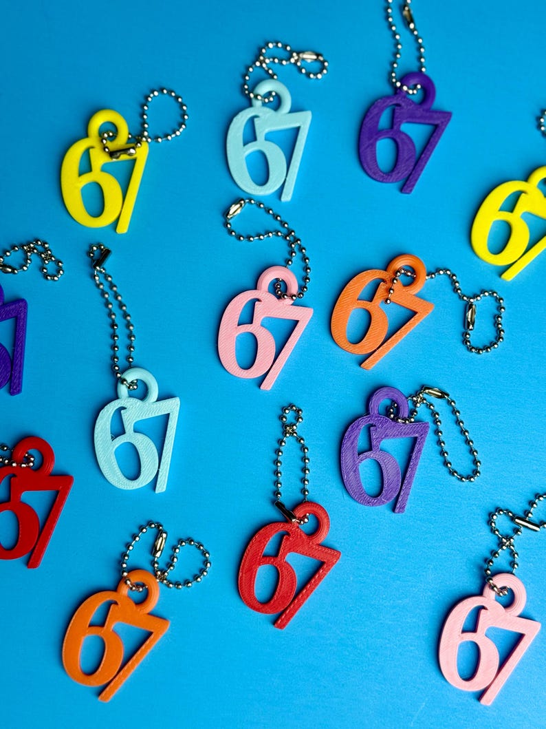 67 Funny Meme Keychain – 3D Printed Number Keychain, School Birthday ...