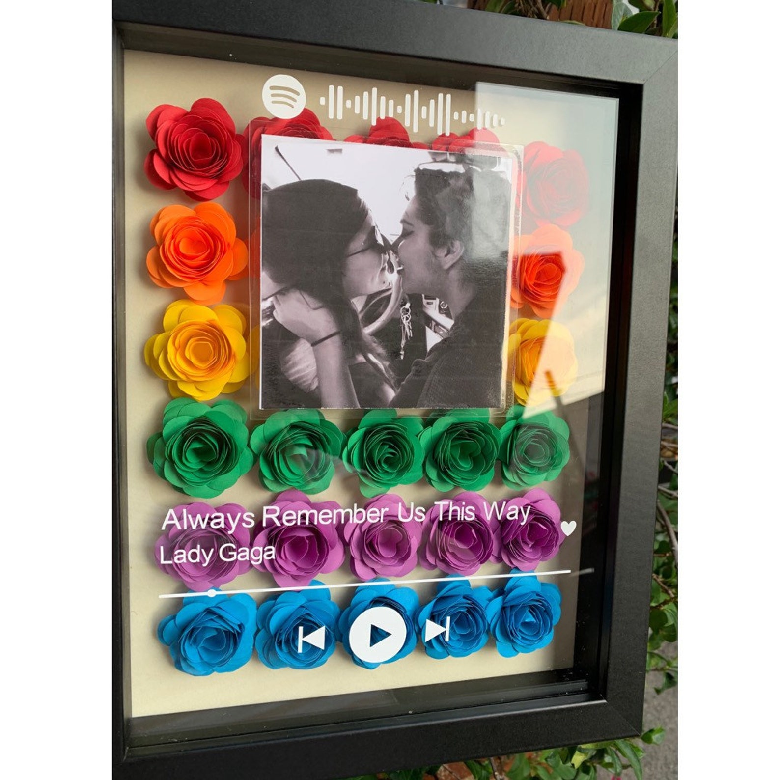 Paper Flower Frame, Rolled Paper Flower Frame, Paper Flowers in Shadow