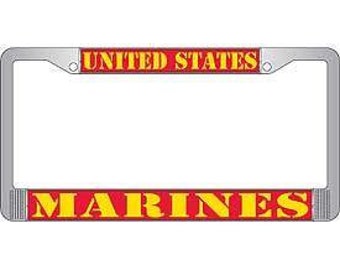 License Plate Frame--U.S.M.C.-COMBAT ACTION-Chromed Cast Metal #811645 License Plate Frame--U.S.M.C.-COMBAT ACTION-Chromed Cast Metal #811645