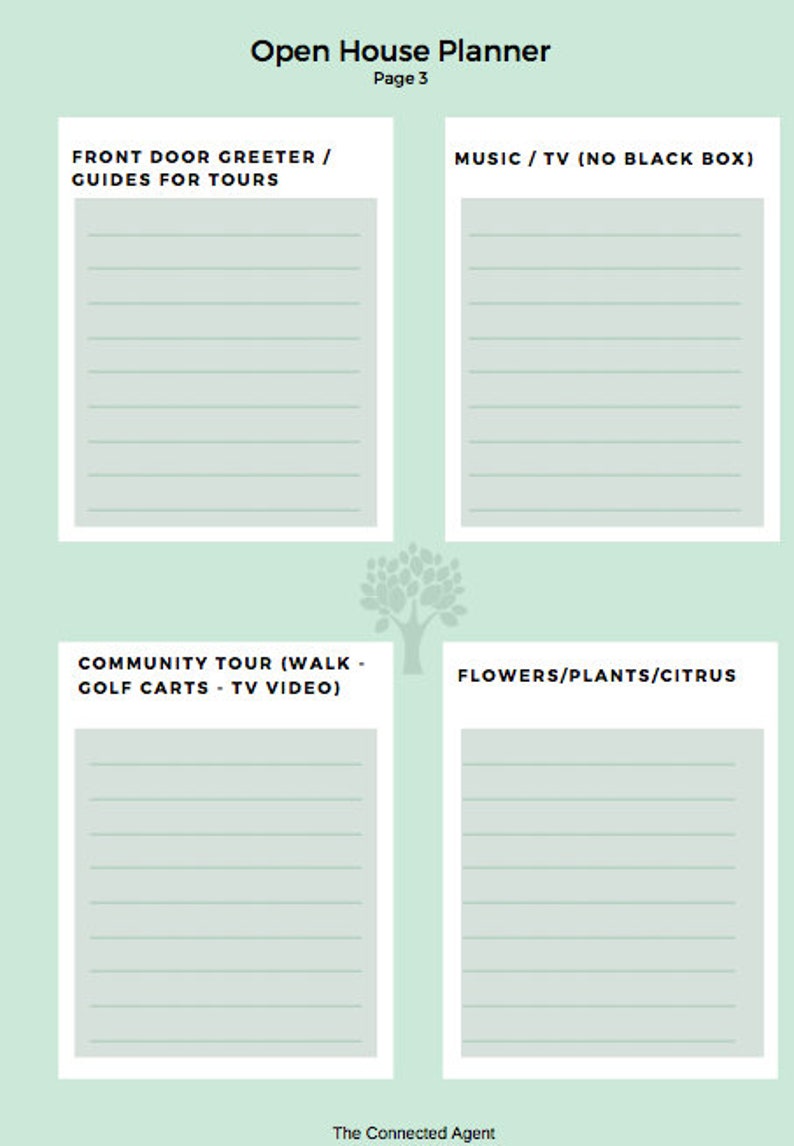Real Estate Open House Planner Printable and Fillable Plus | Etsy