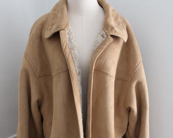 Vintage Shearling Jacket - Size XXL - Winter / Western Wear Light Brown Color Button Closure