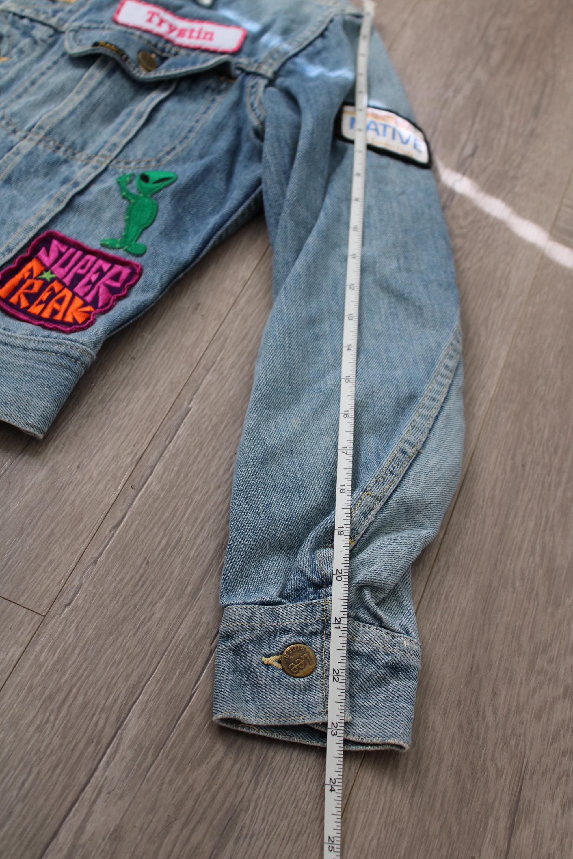 Vintage Lee Distressed Denim Jacket With a Sorted Patchwork 1970s