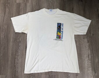 Vintage Graphic White T-shirt. Save the rain forest Print.
