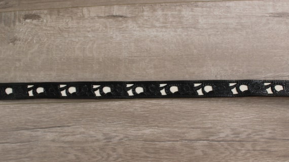 Vintage Tooled Leather Belt. Floral Designs. - image 3
