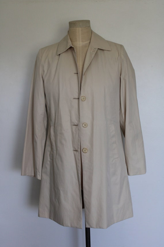 Vintage Women Beige Nylon Coat / Van Heusen / Rain