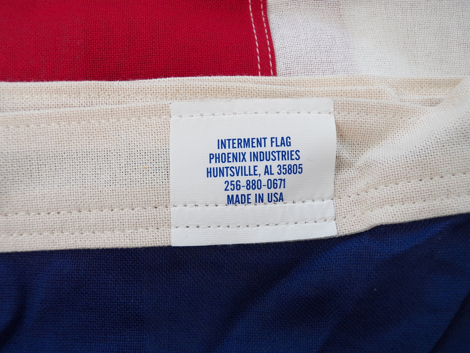 USA Flag. Non Cotton Fabric. Made in USA by Interment Flag Phoenix