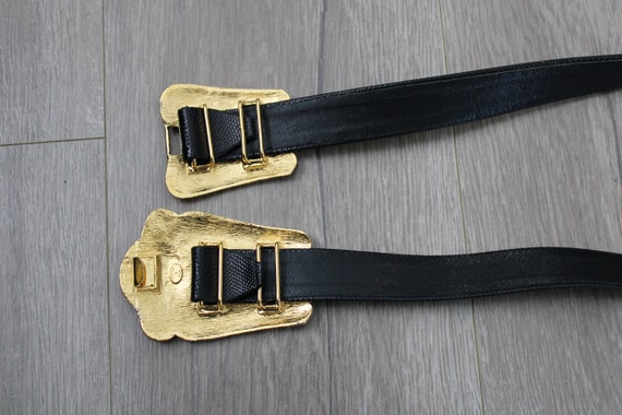 Vintage Leather Belt / Golden Buckle / 80's - 90'… - image 3