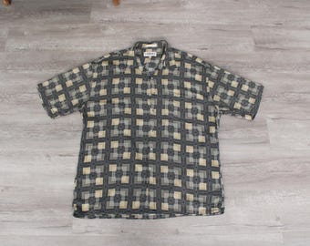 50〜60s rayonshirts Vintage 1950s/1960s DOMINION CLOTH Rayon Sport Shirt ~ XL ~ Plaid