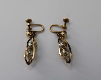Vintage Women Earrings Faux Pearl Decoration Twist Pin Closure