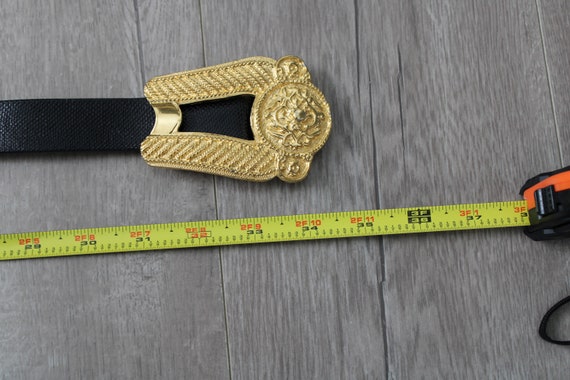 Vintage Leather Belt / Golden Buckle / 80's - 90'… - image 5