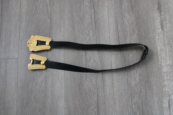 Vintage Leather Belt / Golden Buckle / 80's - 90'… - image 1