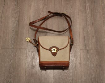 Vintage Leather Bag Two Tone Color Made in USA Long Strap