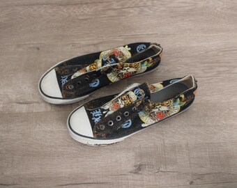 Chaussures Casual Ed Hardy Pour Homme - Taille US 8 (EUR 41) - Cuir Avec Motif Tête De Tigre - Occasion