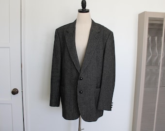 Vintage Blazer / Black with White Stripes / Made in Korea / Era 1990s / Men's Size Large