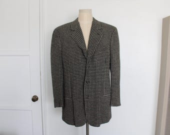 Men Sports Coat / Houndstooth Pattern / Men's Size Medium / 1990s / Made in Italy