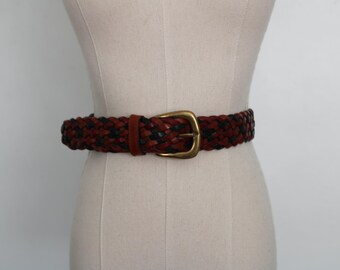 Woven Leather Belt / Hand made in Turkey / Era 1990s - Y2K